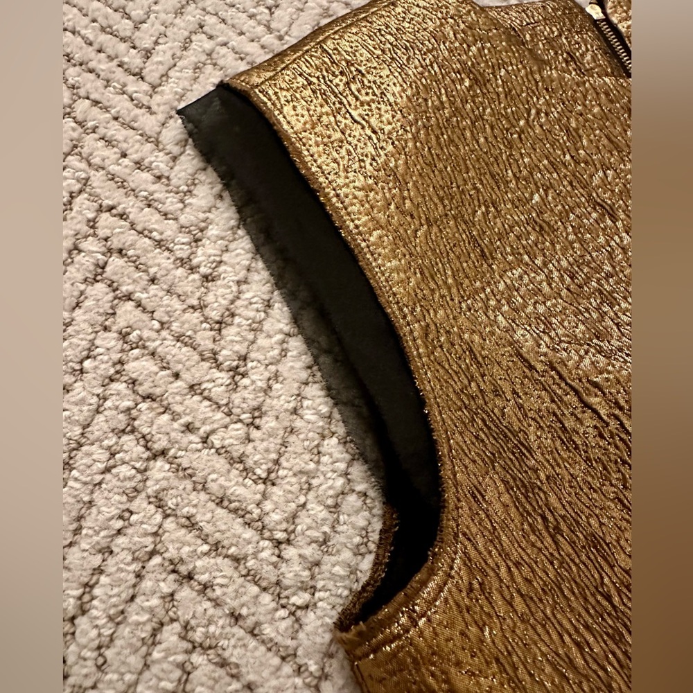 NWT - Diane von Furstenberg gold metallic peplum dress - Picture 3 of 5